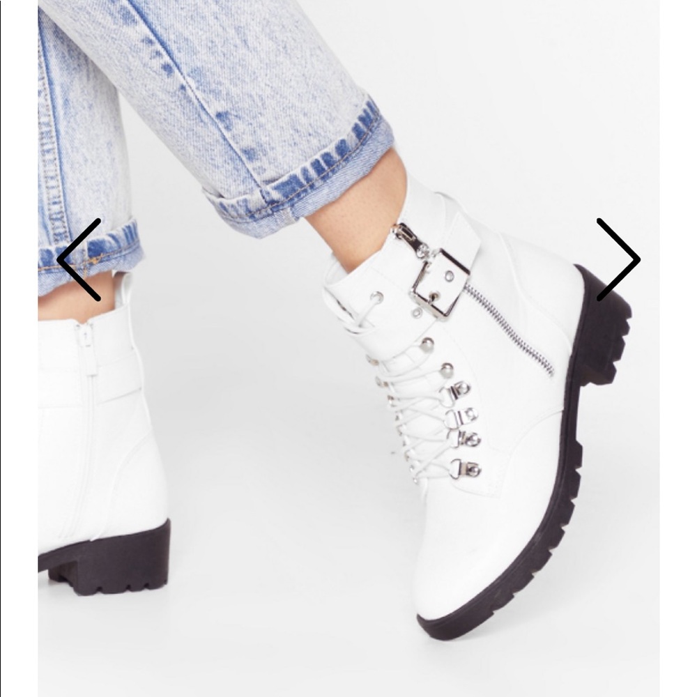 White Faux leather boots